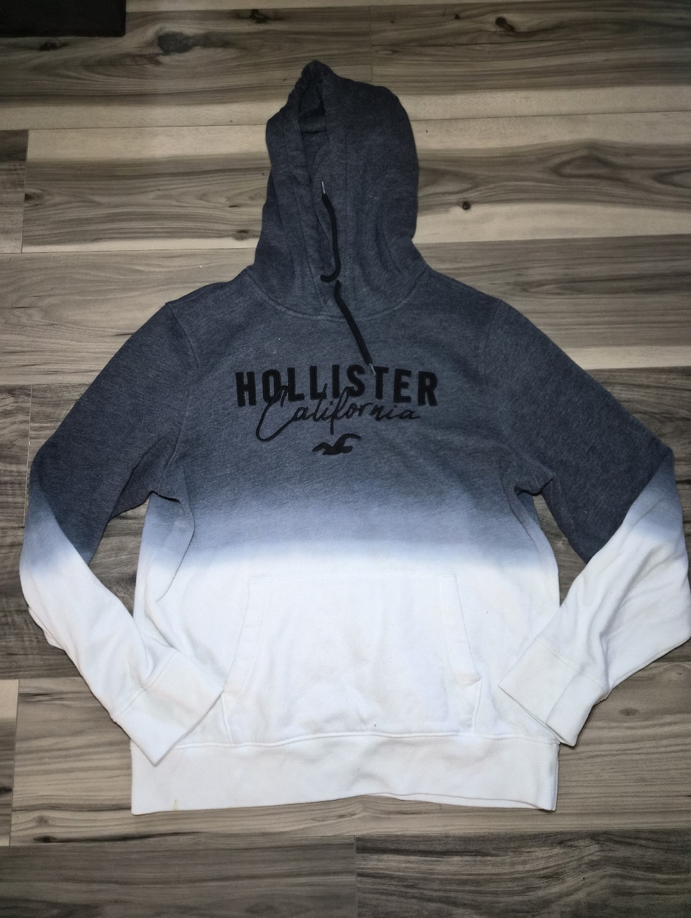 Hollister Ombre Navy to White Hooded Pullover Large